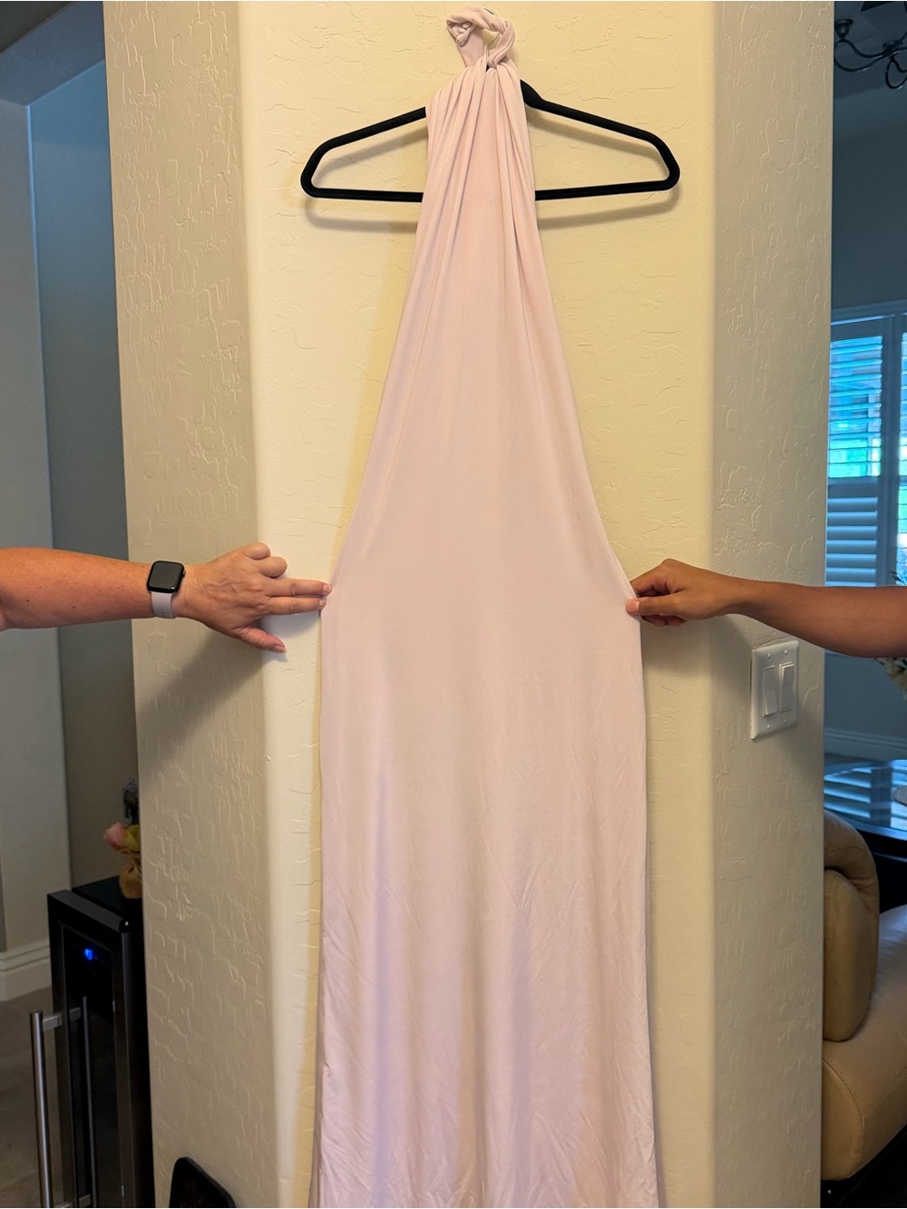 Meshki Pale Pink Halter Maxi Slip Dress